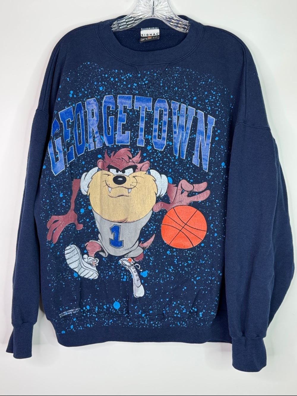Vintage Signal Sports Georgetown Taz AOP C Sweatshirt Size XXL 1993